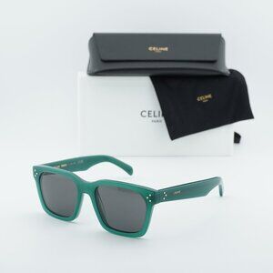 Celine CL40248I 96A Square Sunglasses - Glossy Green/Grey
